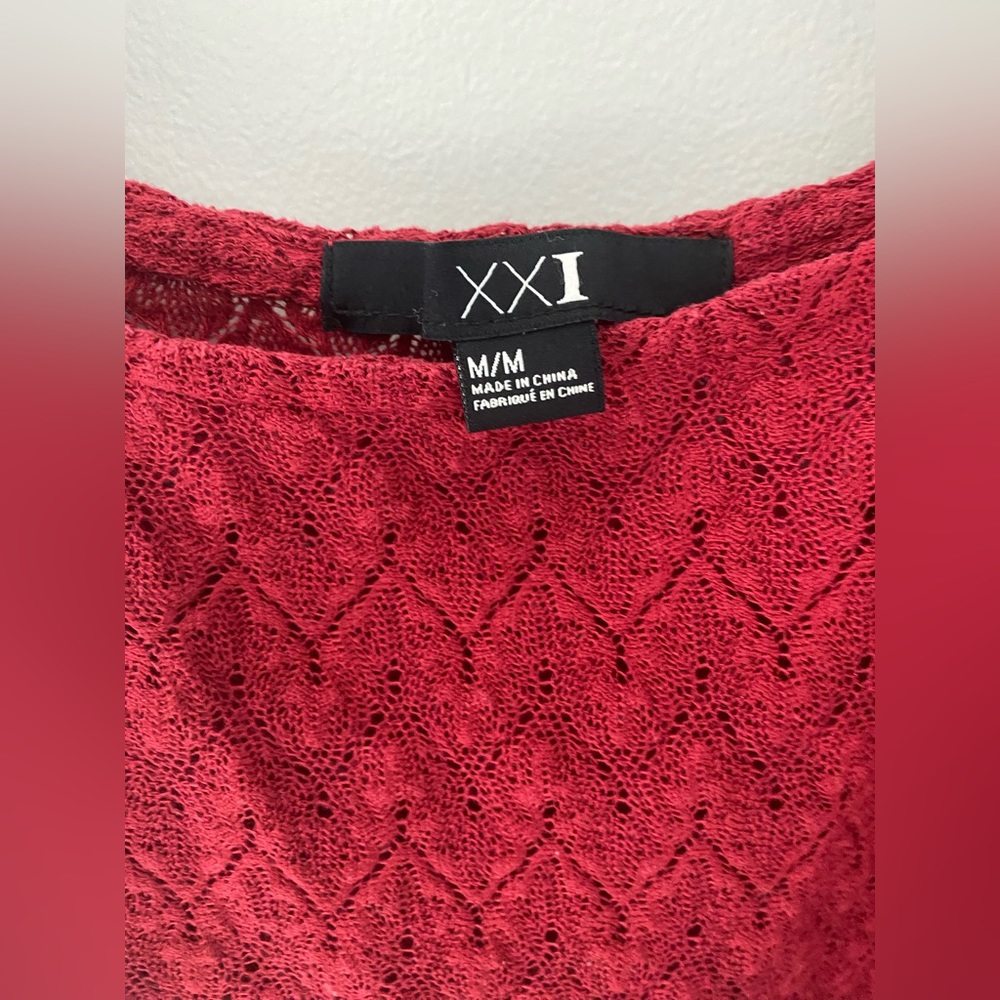 Forever21 - Beautiful wine red short sleeve shirt out of lace-style fabric 🍷❤️ - Picture 2 of 4
